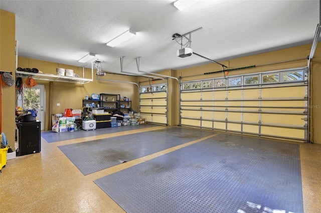 garage with a garage door opener