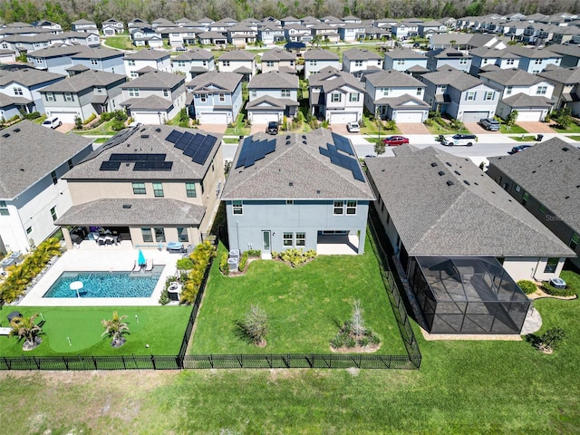 drone / aerial view with a residential view