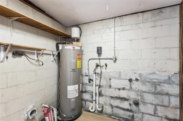 utility room with electric water heater