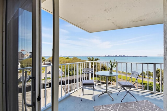 balcony with a water view