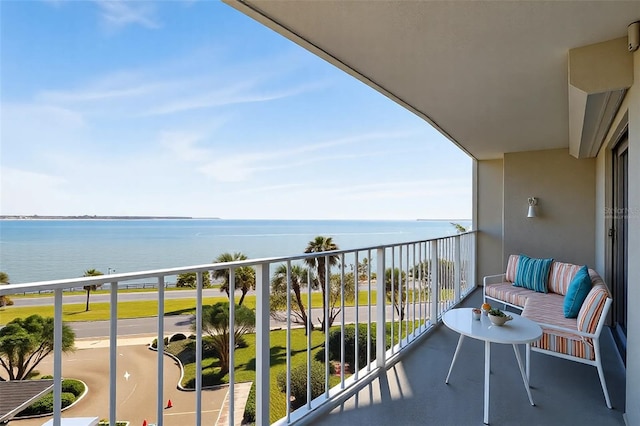 balcony with a water view
