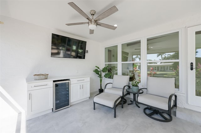 27150 Del Ln, Bonita Springs, FL 34135 - view of patio featuring wine cooler, area for grilling, and a ceiling fan
