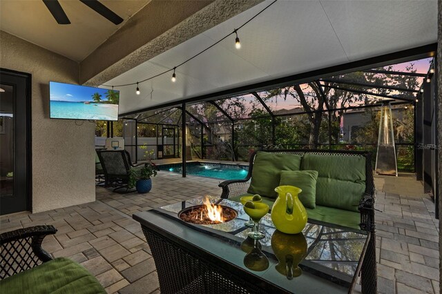 31123 Stone Arch Ave, Wesley Chapel, FL 33545 - view of patio / terrace featuring a fenced in pool and glass enclosure