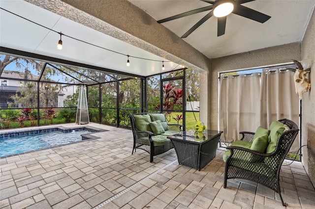 31123 Stone Arch Ave, Wesley Chapel, FL 33545 - sunroom / solarium featuring a ceiling fan and a wealth of natural light