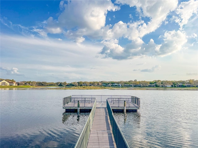 view of dock featuring a water view