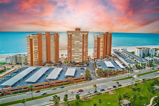 bird's eye view with a water view and a city view