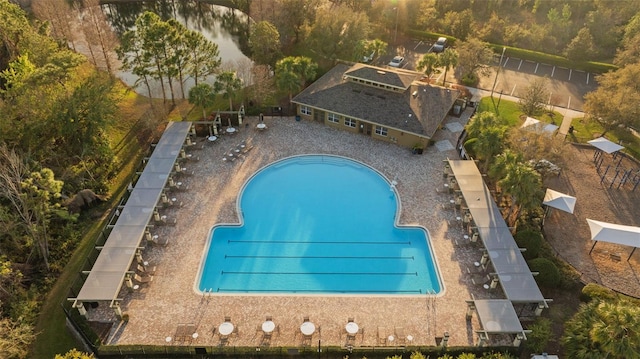 community pool with a patio