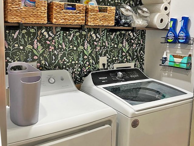 laundry area with washer and dryer and laundry area