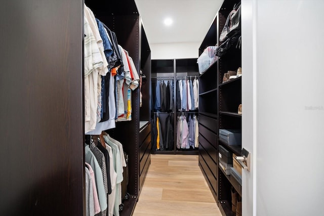 walk in closet featuring light wood-style floors