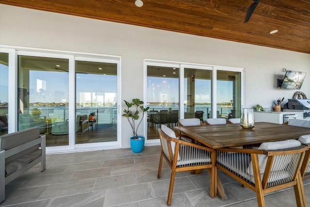 sunroom / solarium featuring wooden ceiling and a healthy amount of sunlight