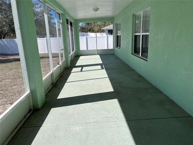 view of unfurnished sunroom