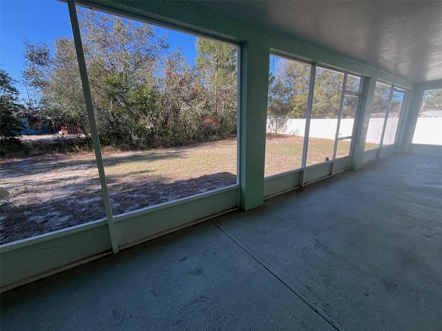 view of unfurnished sunroom