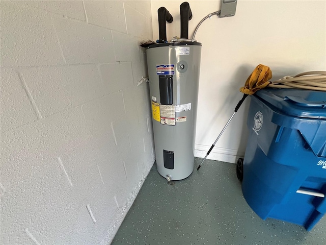 utility room with water heater