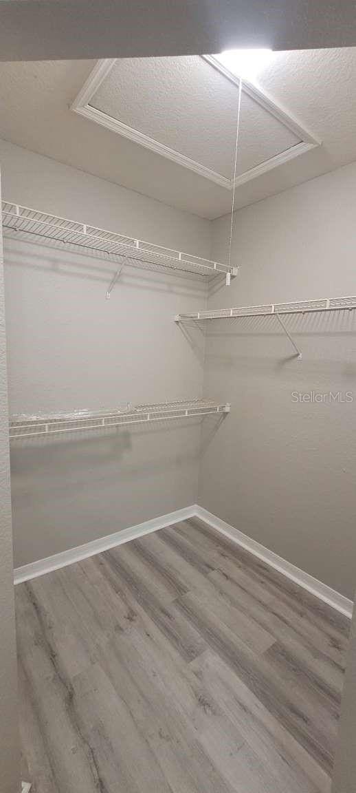 walk in closet featuring wood finished floors