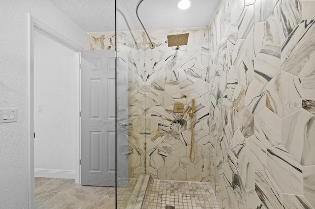 full bath featuring a marble finish shower