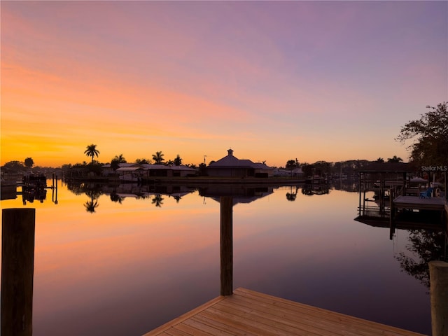 dock area featuring a water view