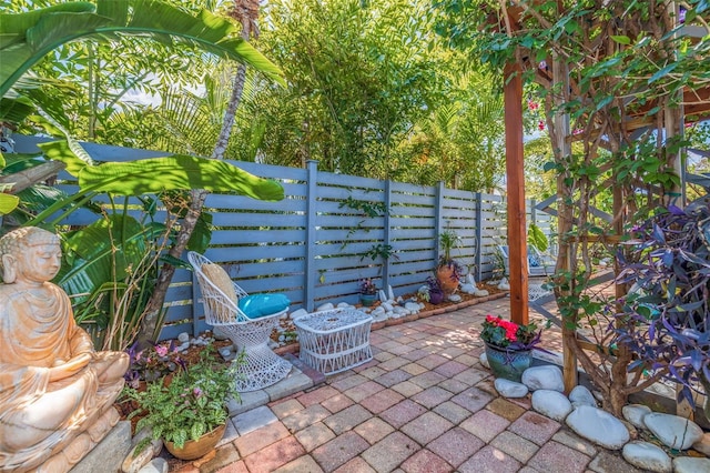 view of patio featuring a fenced backyard