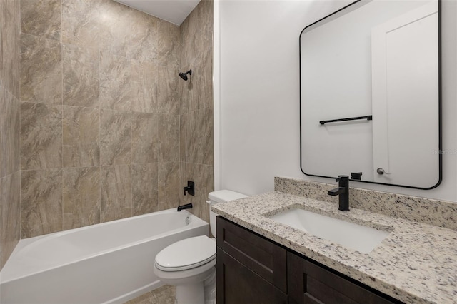 full bathroom featuring shower / tub combination, vanity, and toilet