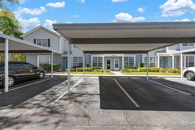 view of covered parking lot