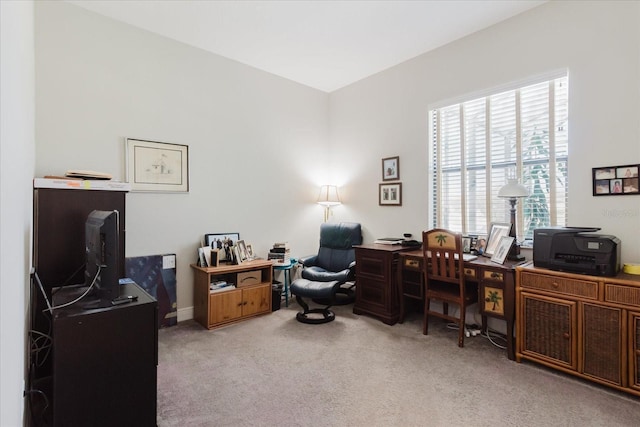 home office featuring carpet flooring