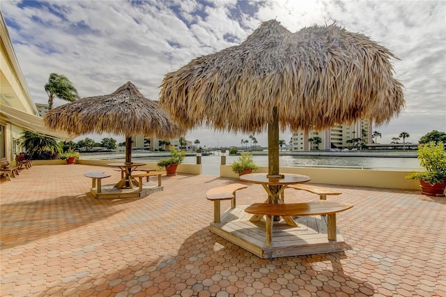 view of property's community with a patio area and a gazebo