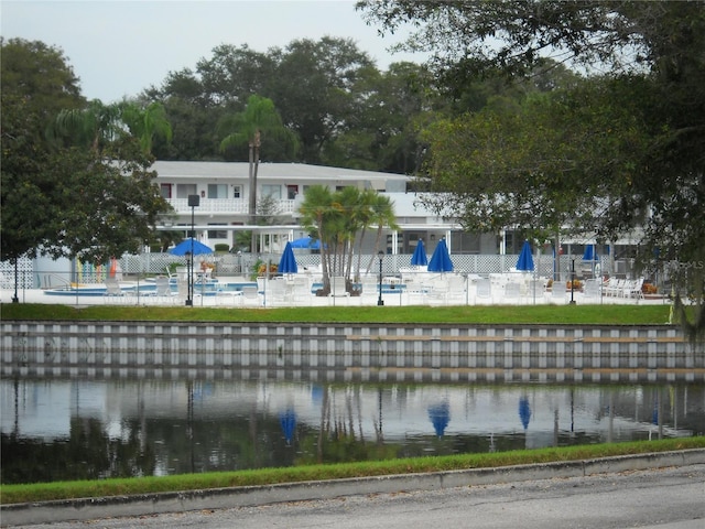 view of property's community with a water view