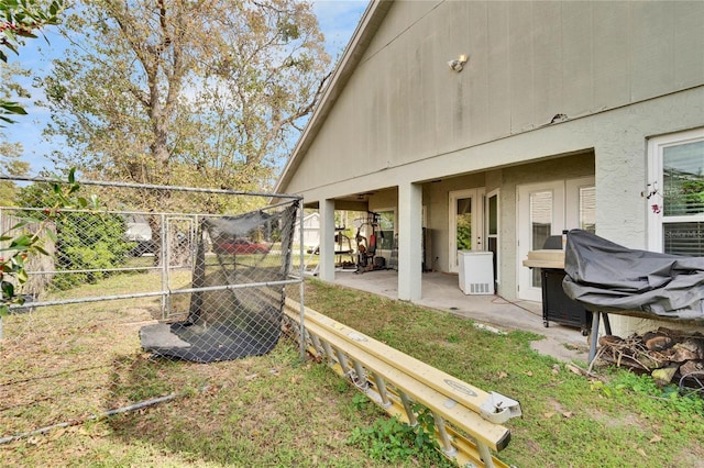 view of yard featuring a patio area and fence