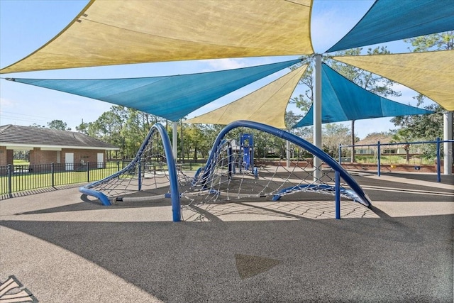 community play area with fence