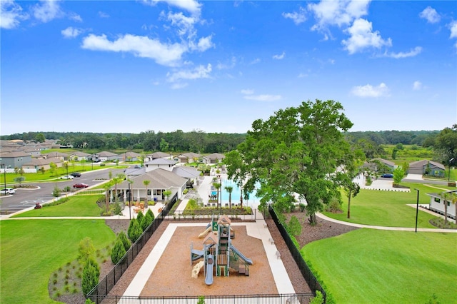 aerial view featuring a residential view