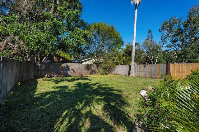 view of yard featuring a fenced backyard