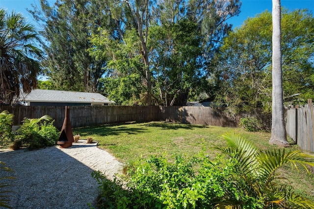 view of yard featuring a fenced backyard