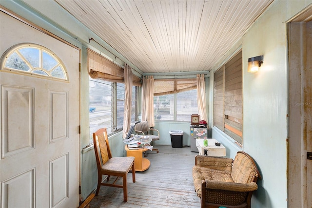 sunroom / solarium with wooden ceiling