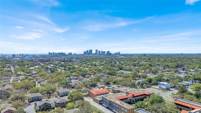 drone / aerial view with a city view