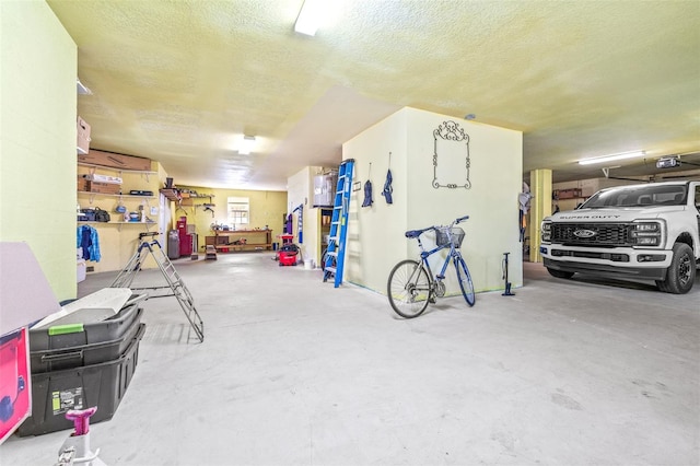 garage with a garage door opener