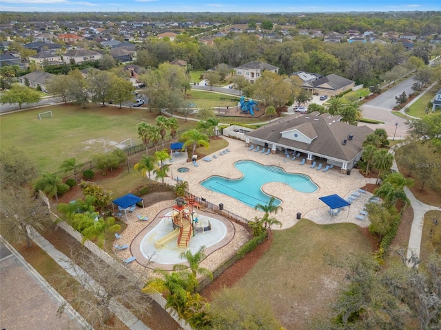 bird's eye view with a residential view