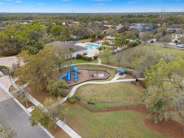 aerial view with a residential view