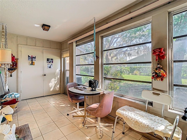 interior space featuring light tile patterned flooring