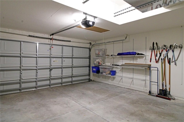 garage with a garage door opener