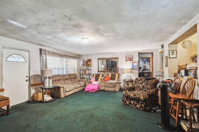 living room featuring carpet