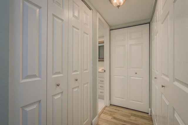 hall featuring light wood-style floors