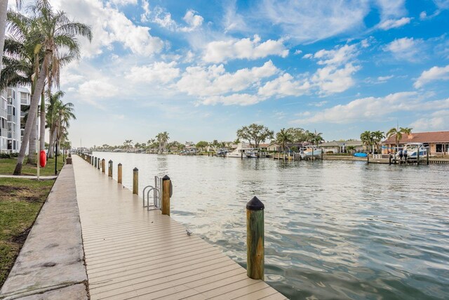 view of dock featuring a water view