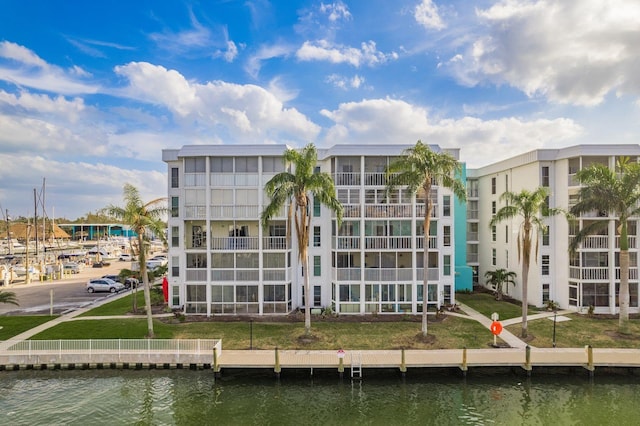 view of property with a water view