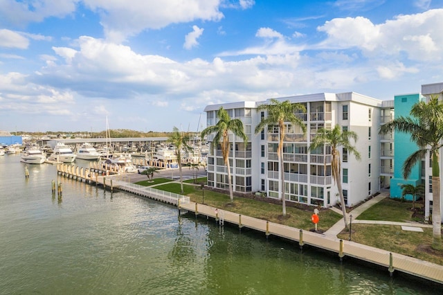 view of dock featuring a water view