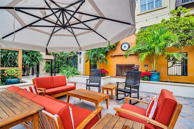 view of patio / terrace featuring an outdoor living space