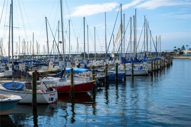 dock area featuring a water view