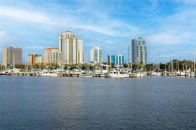 property view of water with a city view