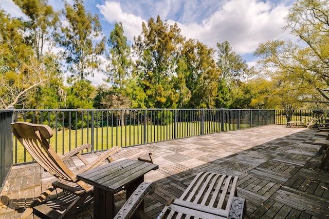 deck with a lawn
