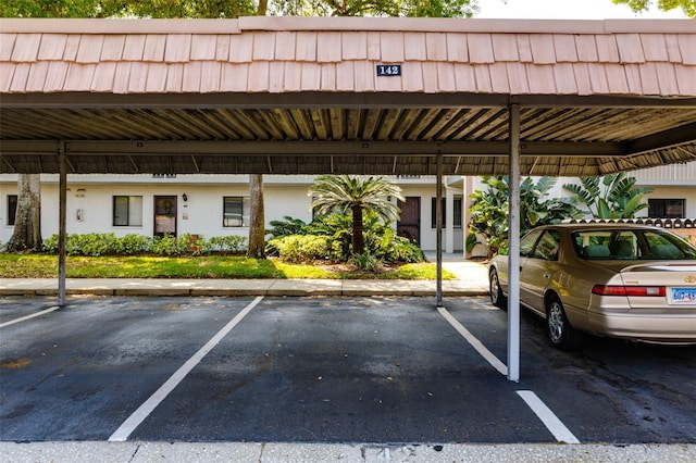 view of covered parking lot