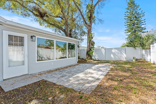 view of yard with a patio area and a fenced backyard