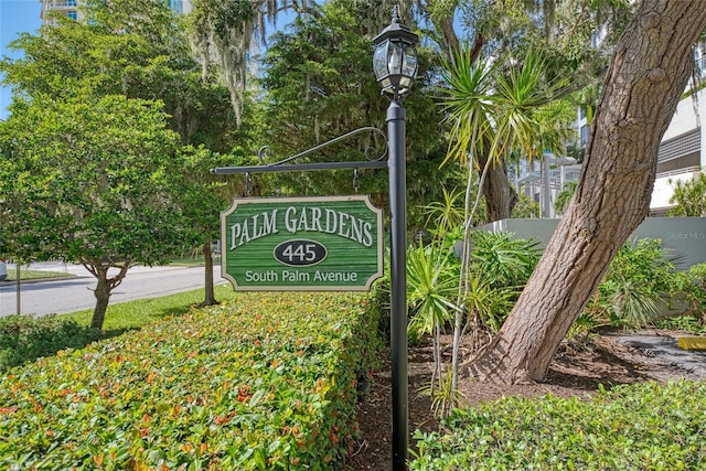 view of community sign